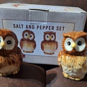 Owl Salt and Pepper Shaker Set - Brown